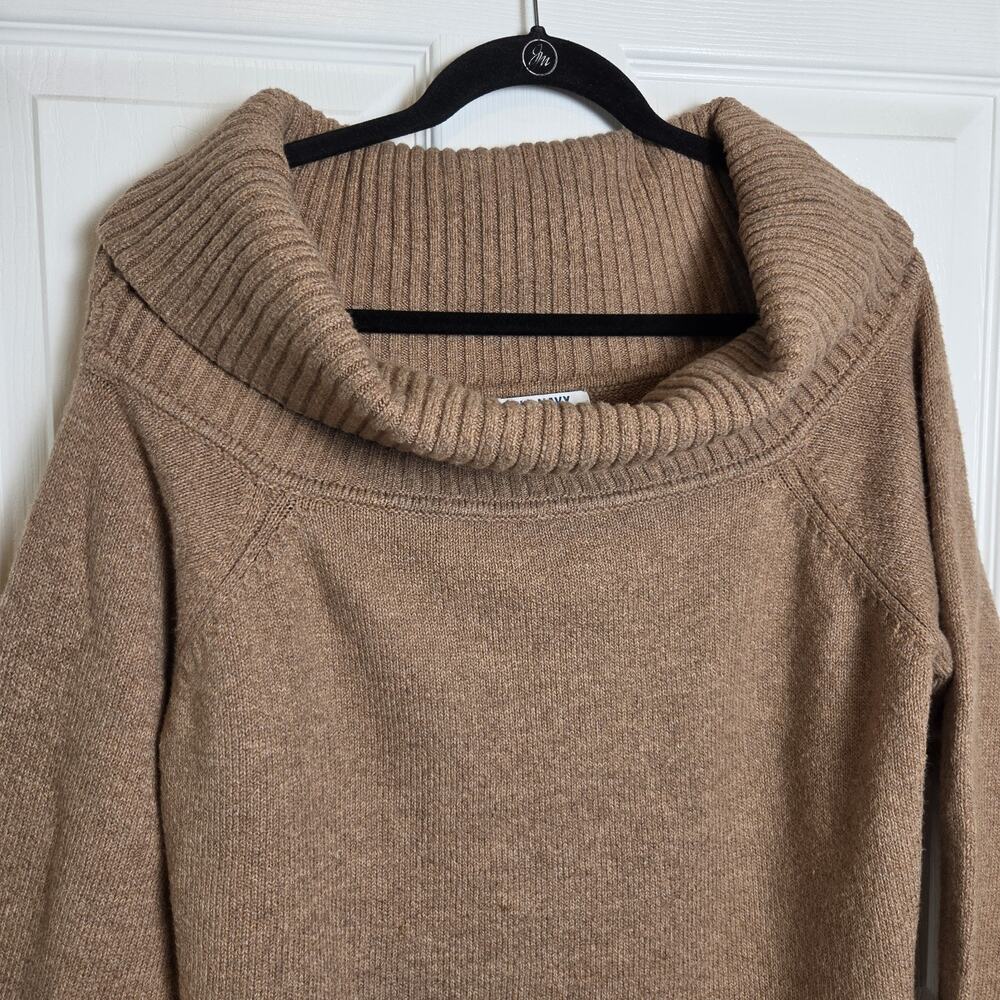 Old Navy Sweater Womans XXL Brown Turtleneck Off Shoulder Boxy Cozy Comfy - Picture 2 of 10